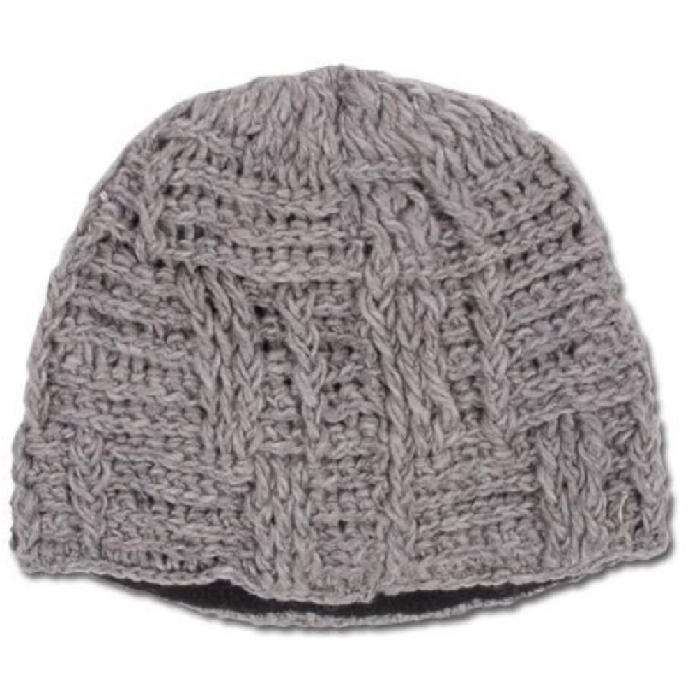 Soul Flower Knit 100% Wool Hat by Lakhay’s Collection LA Gray Ear Warmer Liner